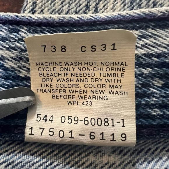 VINTAGE Levi’s Denim High Rise Straight Leg Button Fly Railroad Stripe Size 7 - Picture 11 of 12
